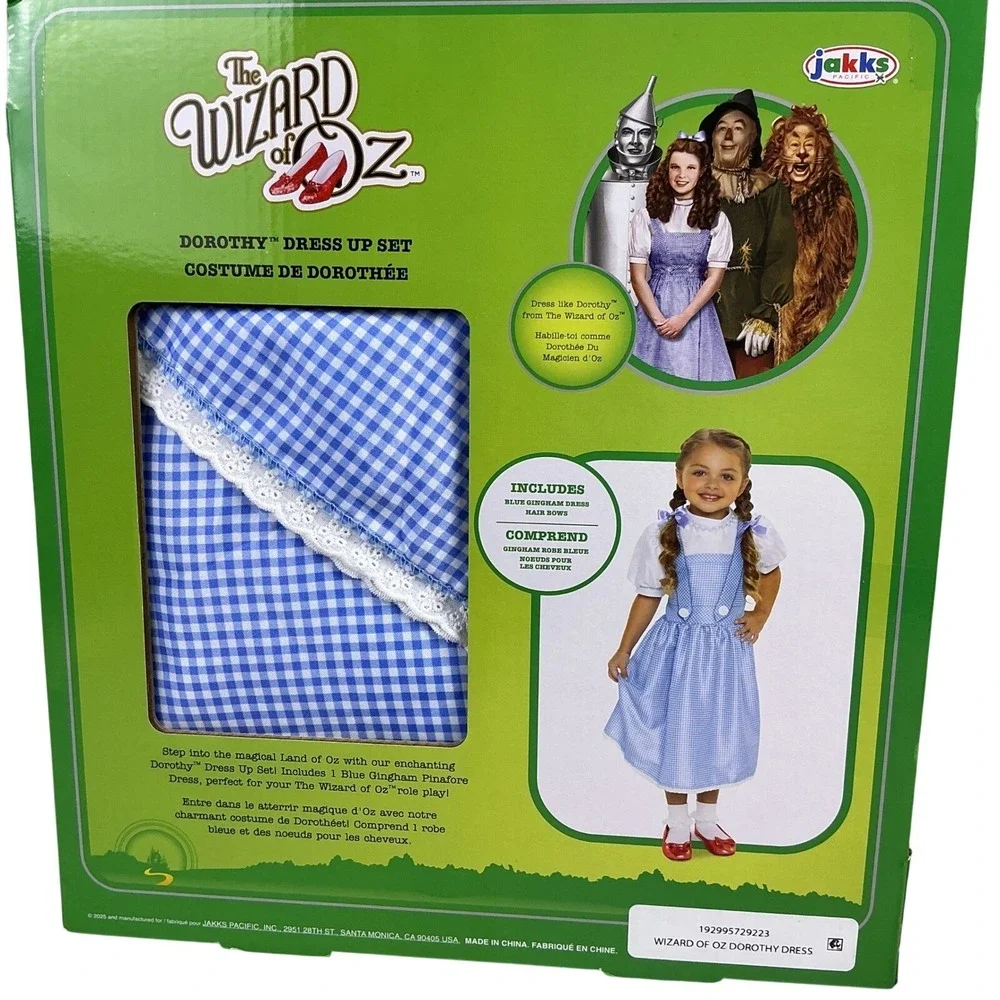Jakks‎ Pacific The Wizard of Oz Dorothy Dress Up Set Blue Gingham Fits 4-6x NEW